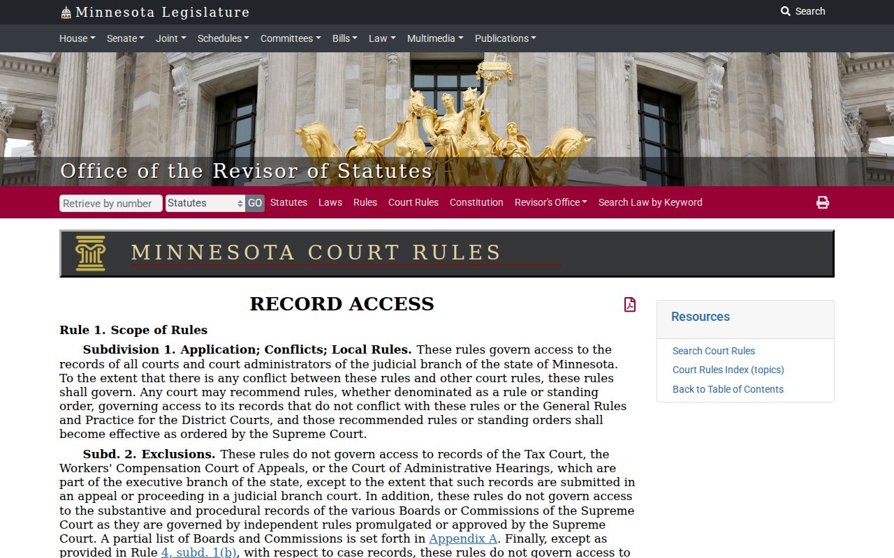 Wabasha County warrant lookup research showing Minnesota court-record access rules