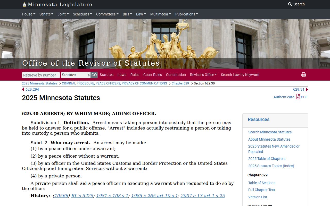 Wabasha County bench warrant search research showing Minnesota arrest authority statute
